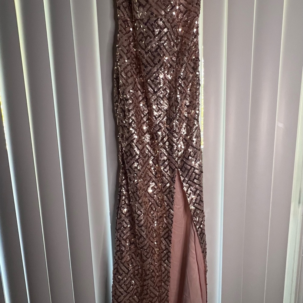 Fashion Nova Rose Gold Sequin Maxi Dress